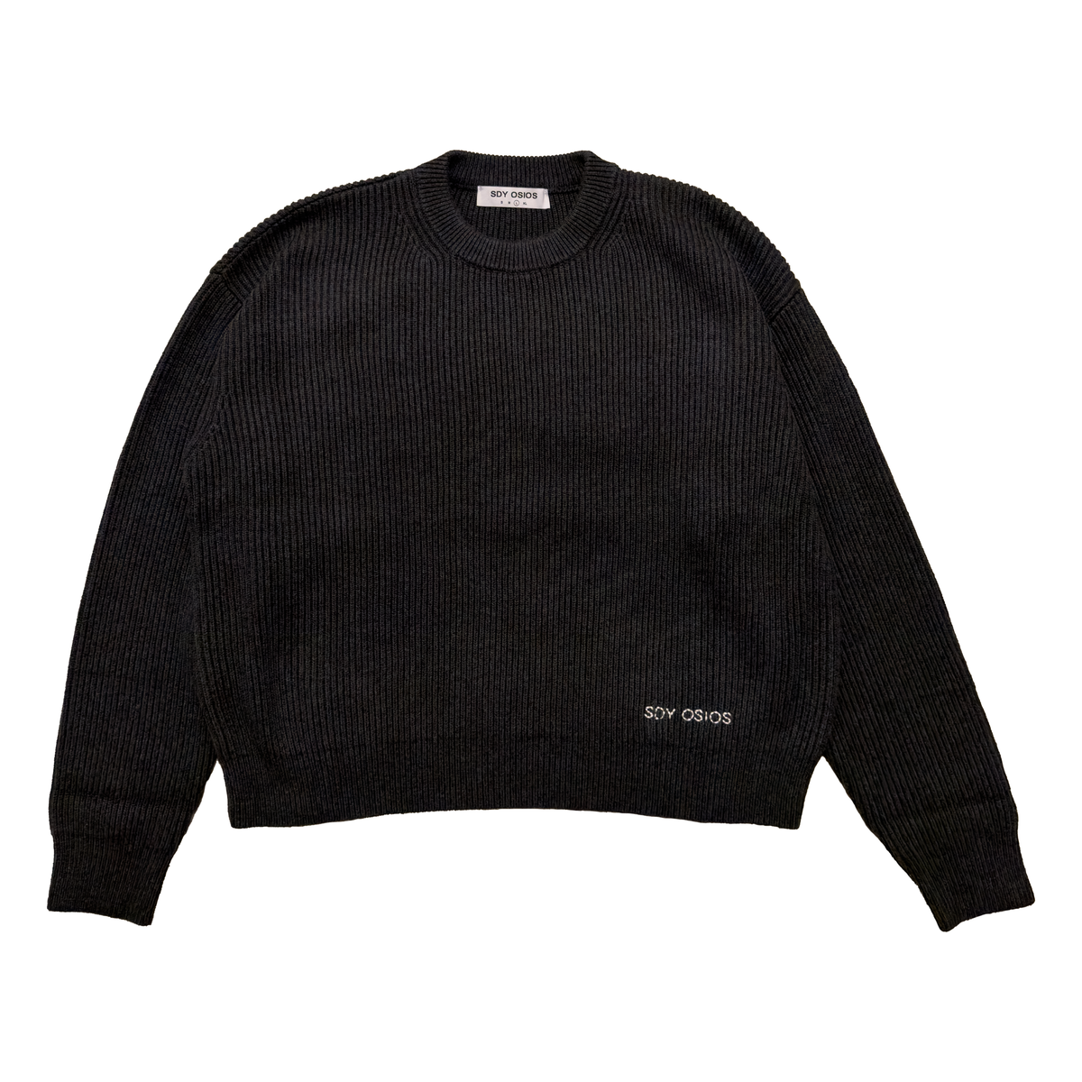 SDY rib knit crewneck - Charcoal – SDY OSIOS