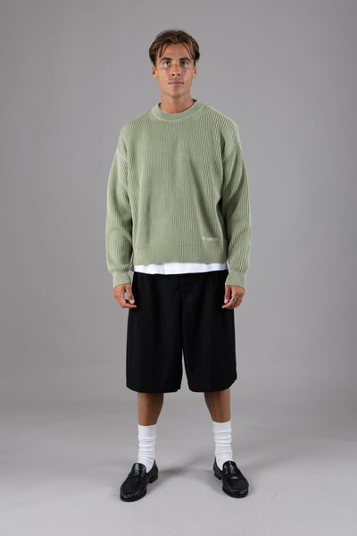 SDY rib knit crewneck - washed olive