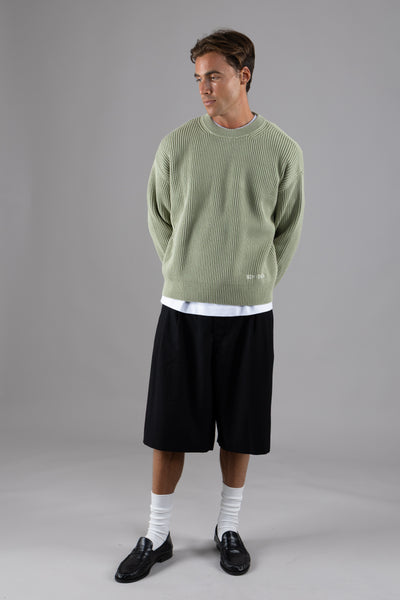 SDY rib knit crewneck - washed olive