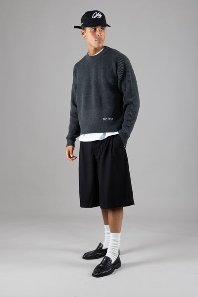 SDY rib knit crewneck - Charcoal