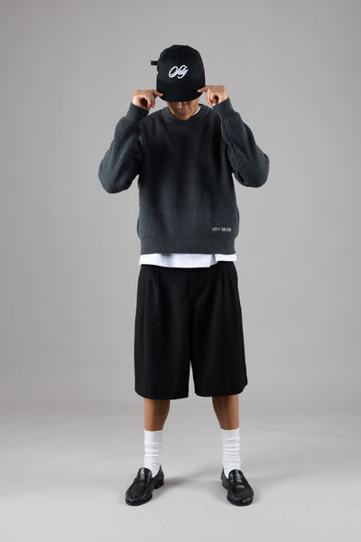 SDY rib knit crewneck - Charcoal