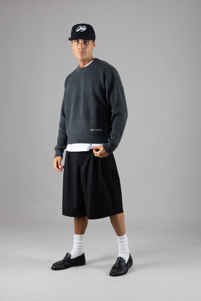 SDY rib knit crewneck - Charcoal