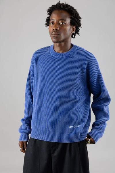 SDY rib knit crewneck - washed blue