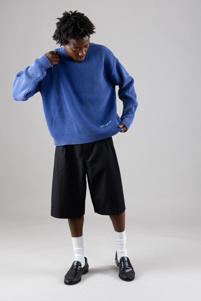 SDY rib knit crewneck - washed blue