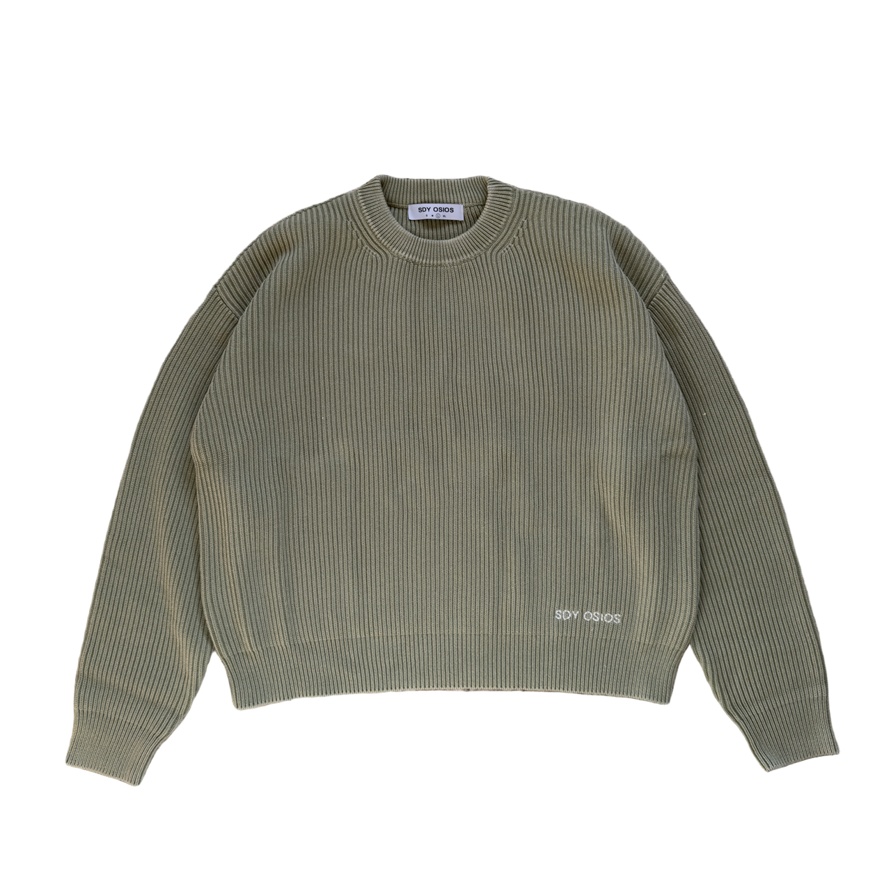 SDY rib knit crewneck - washed olive – SDY OSIOS