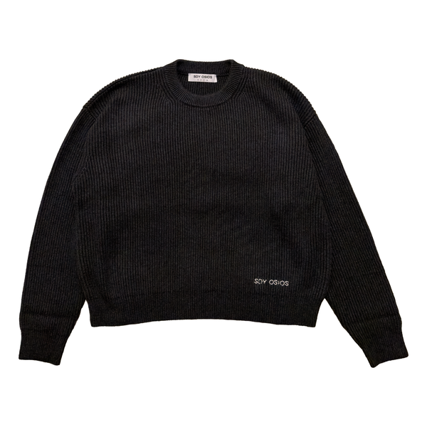 SDY rib knit crewneck - Charcoal