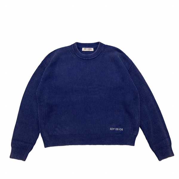 SDY rib knit crewneck - washed blue